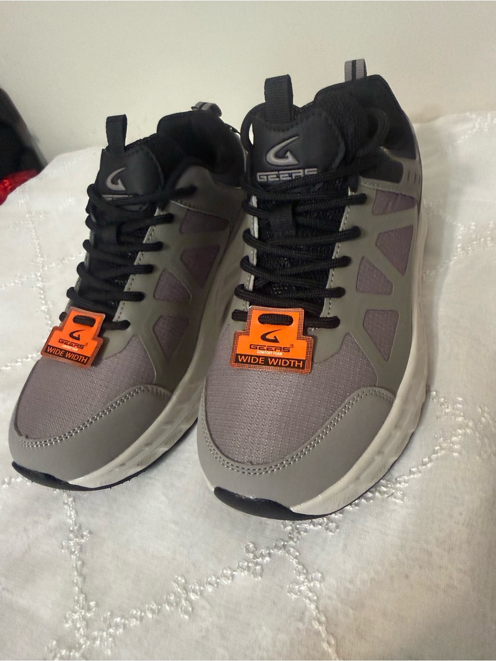 Wide-Width Men's Gray Athletic Sneakers